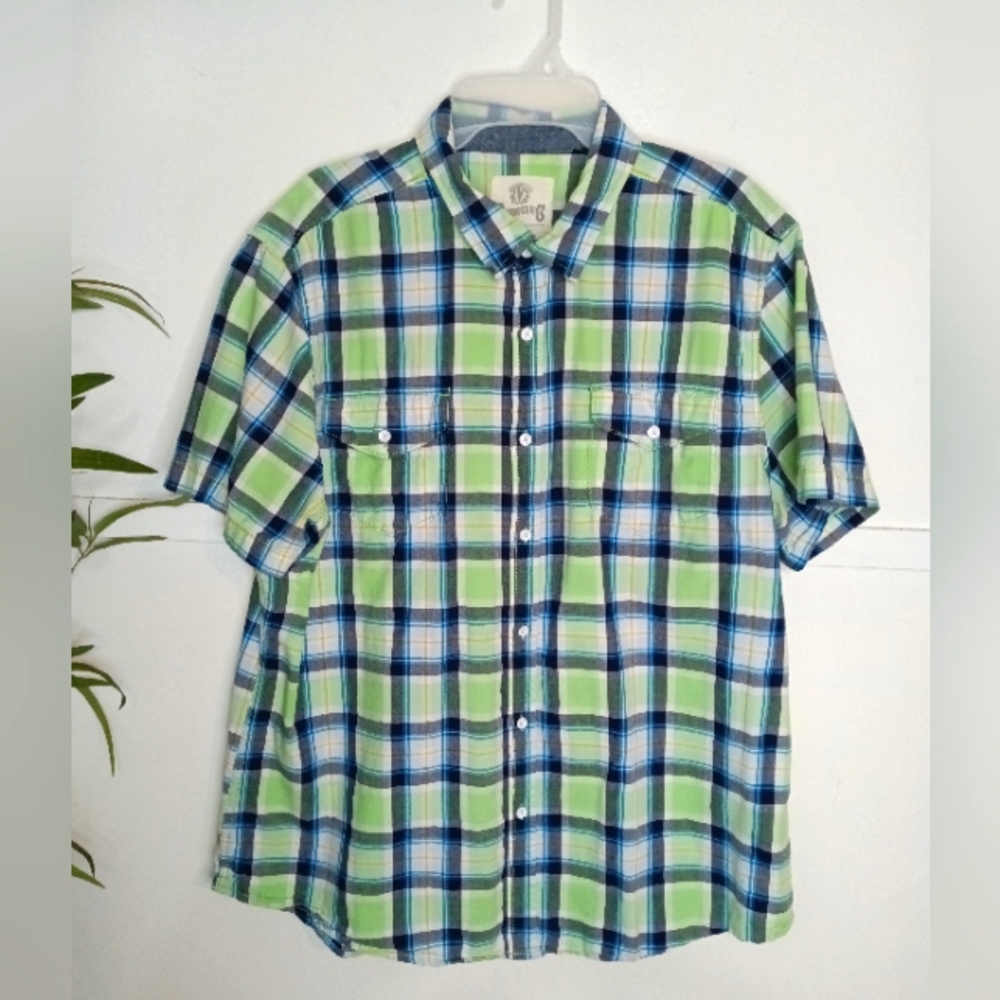 Vintage :: 90s Sears Robuck & Co. Men's Button Down Madras Check Shirt Size XL